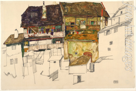 Schiele Egon - Alte Häuser in Krumau