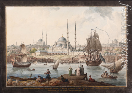 Hilair Jean-Baptiste - The Yeni Cami and the Port of Istanbul. (French Ambassador Choiseul-Gouffier arrived in the Ottoman Empire)
