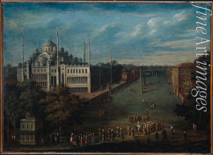 Vanmour (Van Mour) Jean-Baptiste - Procession of the Grand Vizier on the Hippodrome Square with the Sultan Ahmed Mosque