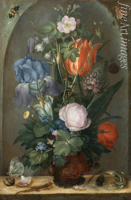 Savery Roelant - Flower Still Life with Two Lizards