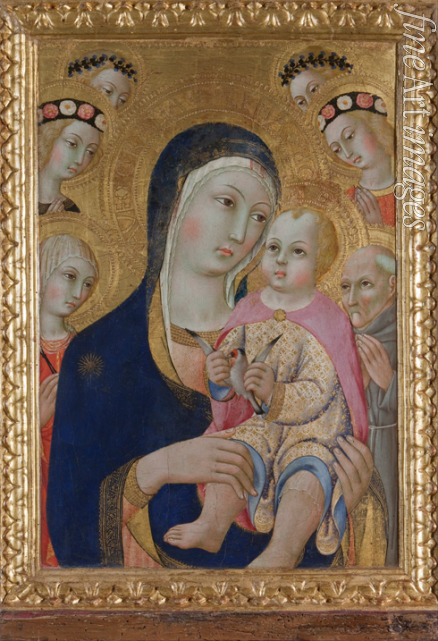 Sano di Pietro - Madonna und Kind mit Heiligen Apollonia, Bernhardin von Siena und vier Engeln