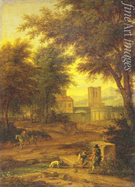 Boudewijns Adriaen Frans - Italian landscape with pilgrims