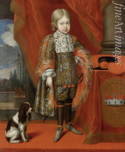 Block Benjamin von - Kaiser Joseph I. (1678-1711) im Alter von sechs Jahren mit einem Hund, in ganzer Figur