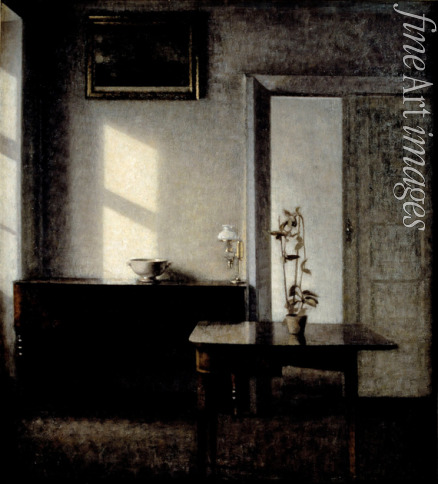 Hammershøi Vilhelm - Interior with potted plant on card table