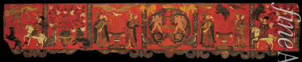 Unbekannter Künstler - Holzplatte mit dekorativen Malerei