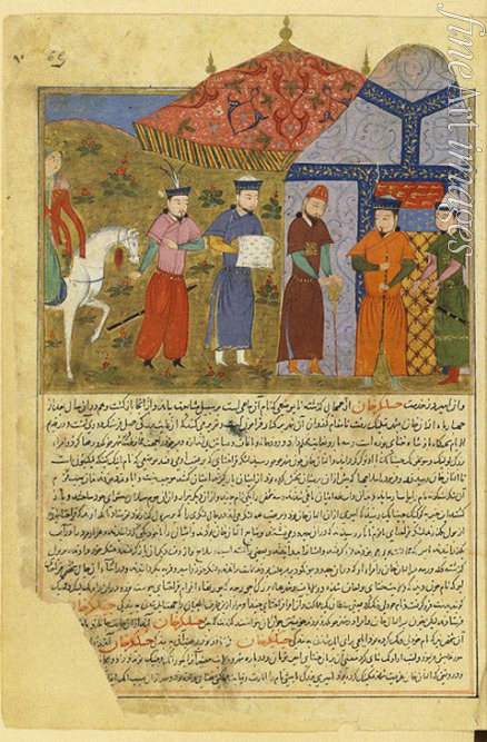 Unbekannter Künstler - Die Belagerung von Peking 1215. Miniatur aus Dschami' at-tawarich (Universalgeschichte)
