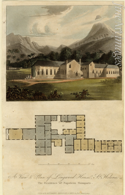 Ackermann Rudolph - Ansicht und Plan von Longwood House, St. Helena: der Residenz von Napoleon Bonaparte