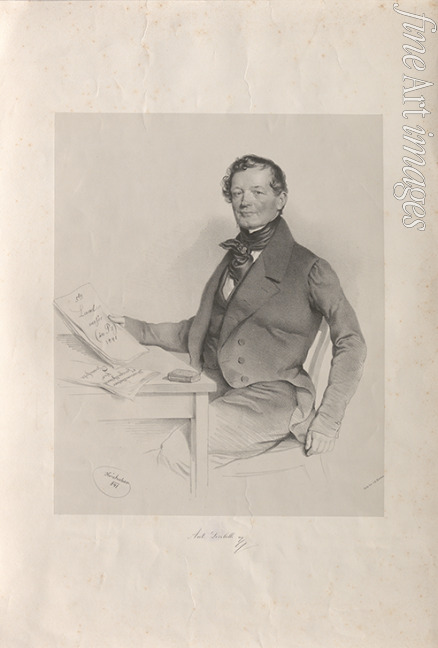 Kriehuber Josef - Portrait of the composer Anton Diabelli (1781-1858)