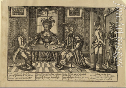 Unbekannter Künstler - Joseph II., Katharina die Große und Sultan Abdülhamid I. am Kartenspiel