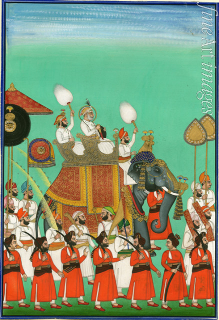Indian Art - Rajah of Jodhpur Riding an Elephant