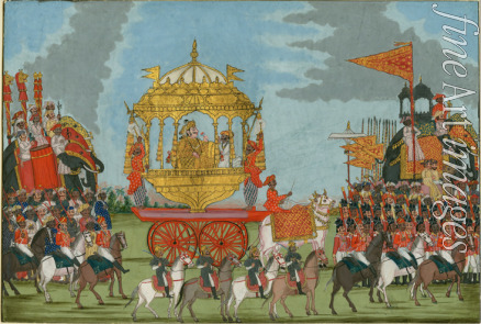 Indian Art - Rajah of Tanjore Riding an Elephant to a marriage ceremony