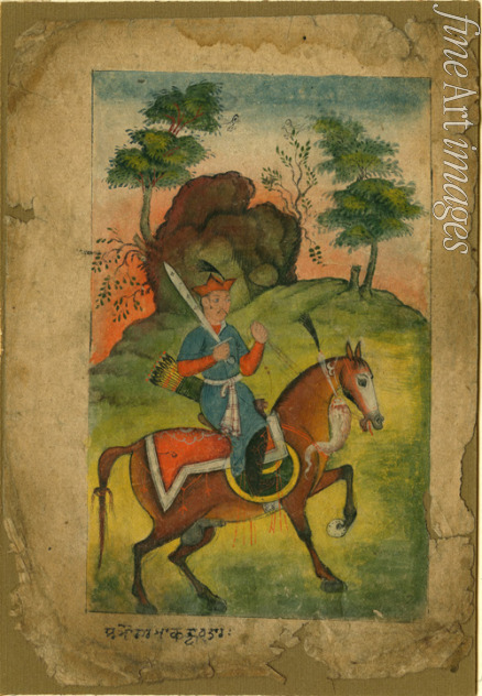 Indische Kunst - Indischer bewaffneter Reiter
