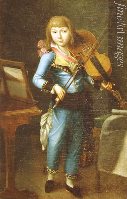 Russian master - A young viola player in blue dress