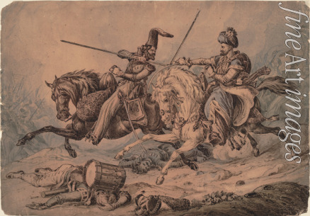 Heath William - Russian Cossack in combat with a Mameluke