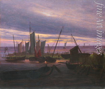 Friedrich Caspar David - Schiffe im Hafen am Abend (Nach Sonnenuntergang)
