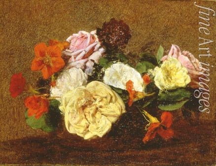 Fantin-Latour Henri - Roses and Nasturtiums in a Vase