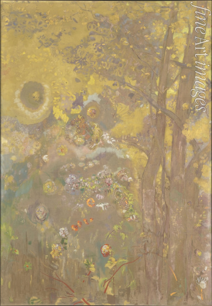 Redon Odilon - Trees on a yellow Background