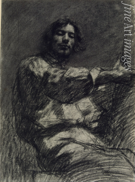Courbet Gustave - Sitzender junger Mann, Studie. (Selbstporträt vor der Staffelei)