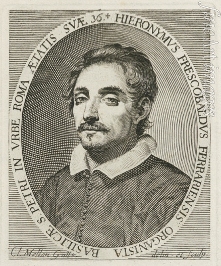 Mellan Claude - Porträt von Komponist Girolamo Frescobaldi (1583-1643)