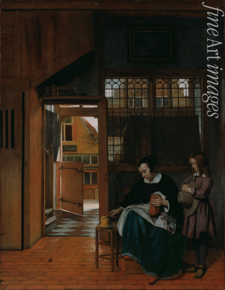 Hooch Pieter de - A Woman Preparing Bread and Butter for a Boy