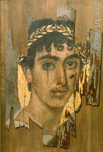 Fayum mummy portraits - Portrait of a Youth in a gold Wreath