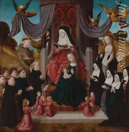 Niederländischer Meister - Madonna und Kind mit der heiligen Anna (Anna Selbdritt), heiligen Franz, Lidwina und Stiefter