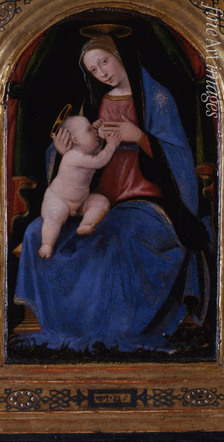 Albertinelli Mariotto - Triptychon, Mitteltafel: Thronende Madonna lactans