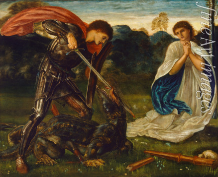 Burne-Jones Sir Edward Coley - The fight: St George killing the dragon VI