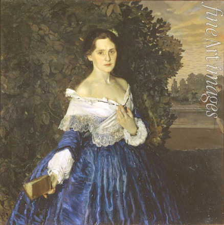 Somov Konstantin Andreyevich - A lady in Blue (Portrait of Yelisaveta Martynova)