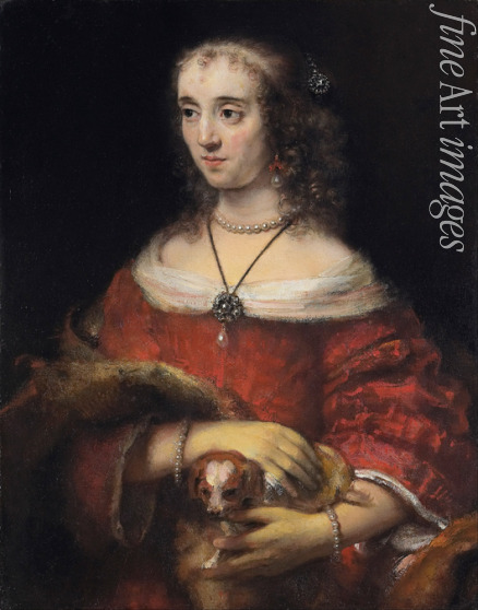 Rembrandt van Rhijn - Bildnis einer jungen Frau mit Schoßhund