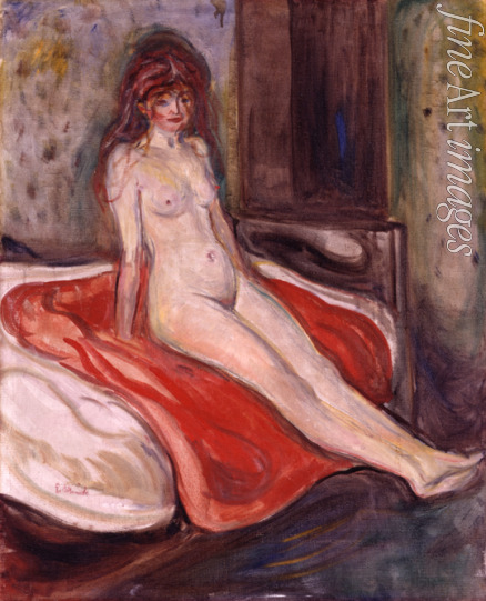 Munch Edvard - Sitzender Akt auf dem Bett