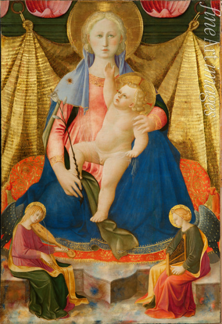 Strozzi Zanobi - Madonna der Demut mit zwei musizierenden Engeln