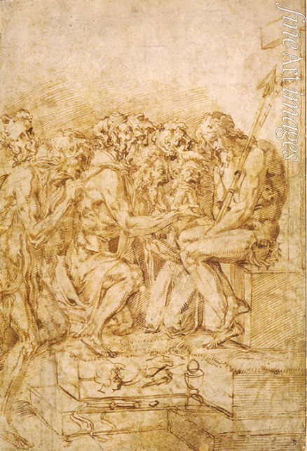 Bandinelli Baccio - Christus mit Sinnbilder der Passion, von sieben Figuren umgeben