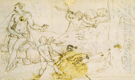 Perino del Vaga - Venus, putti and a wild boar