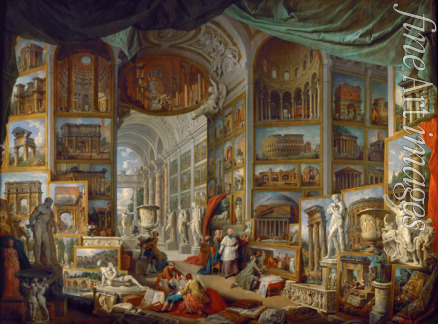 Pannini (Panini) Giovanni Paolo - Gemäldegalerie mit Ansichten des antiken Rom (Roma Antica)