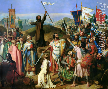 Schnetz Jean-Victor - Die barfüßige Prozession von Kreuzritter um die Stadtmauern Jerusalems am 14. Juli 1099
