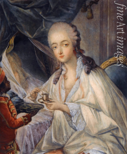 Gautier Dagoty Jean-Baptiste André - Jeanne Bécu, comtesse Du Barry (1743-1793) bei einer Tasse Kaffee