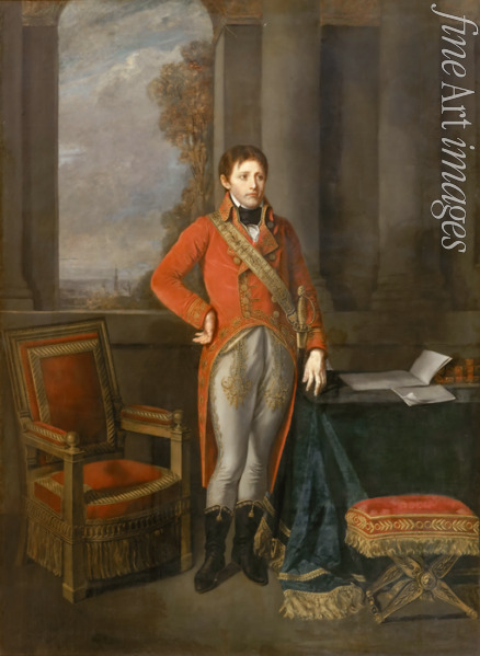 Greuze Jean-Baptiste - Napoleon Bonaparte als Erster Konsul vor einer Stadtansicht Antwerpens