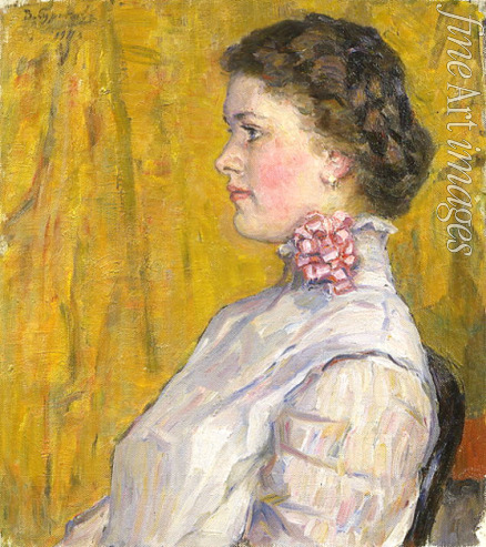 Surikov Vasili Ivanovich - Female portrait on a yellow background