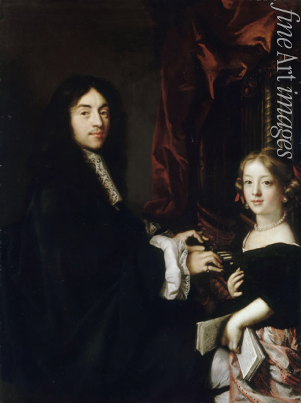 Lefèbvre Claude - Portrait of the Organist Charles Couperin (1638-1678) with the Daughter