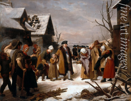 Hersent Louis - Ludwig XVI. verteilt Almosen an die Armen von Versailles im Winter 1788