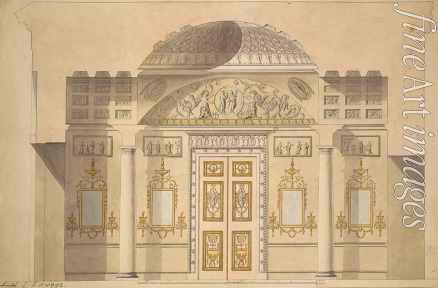 Cameron Charles - Elevation of the Mirror Wall in the Jasper Study of the Agate Pavilion at Tsarskoye Selo