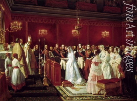 Philippoteaux Henri Félix Emmanuel - Marriage of Princess Victoria of Saxe-Coburg and Prince Louis, Duke of Nemours at Saint-Cloud, 27 April 1840