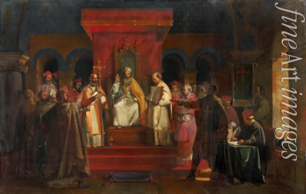 Granet François Marius - Die offizielle Anerkennung der Ordensregeln von Orden der Templer durch den Papst Honorius II. auf dem Konzil von Troyes 1128