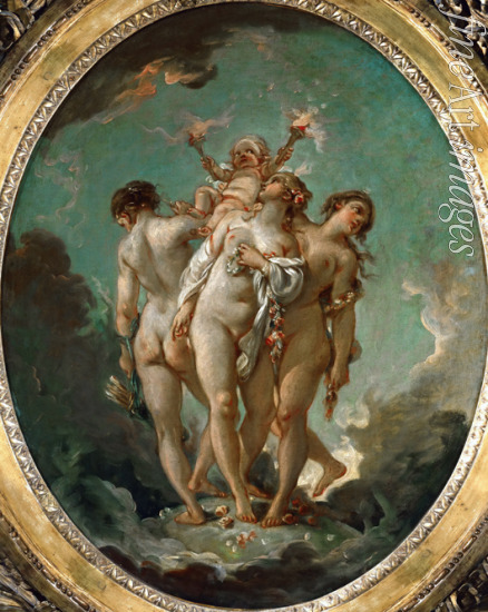 Boucher François - The Three Graces holding Cupid