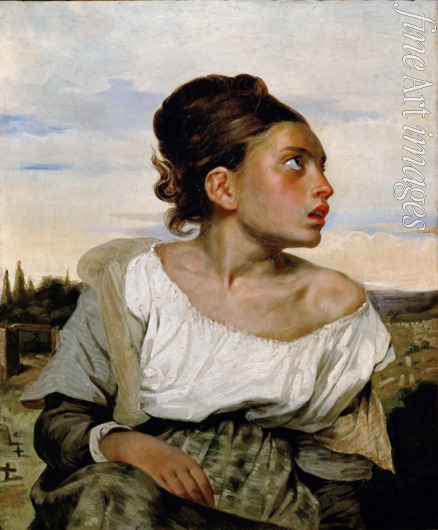 Delacroix Eugène - Junges Waisenmädchen auf dem Friedhof