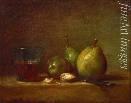 Chardin Jean-Baptiste Siméon - Birnen, Walnüsse und ein Glas Wein