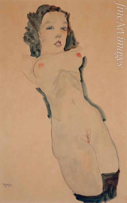 Schiele Egon - Reclining Nude with Black Stockings