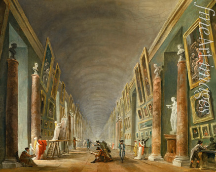Robert Hubert - The Great Gallery in the Louvre
