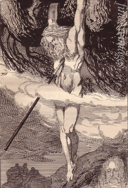 Stassen Franz - Odin hängt im Weltenbaum Yggdrasil. Illustration für 